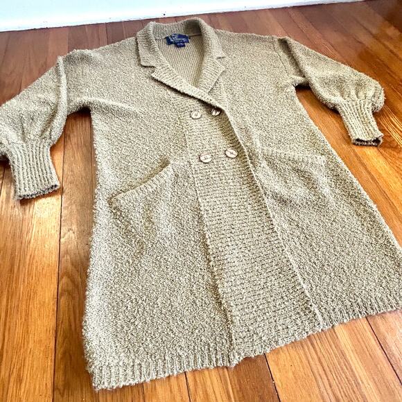 Vintage Monto Par Le Chois Bouclé Knit Cardigan Chunky Knit Puff Sleeve Coat Med - Picture 15 of 16